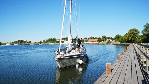 Passing sailboat Stock Footage 94692426