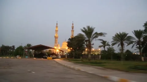 Passing Shot of Mosque Shaikh Sultan Bin Zayed in Basra, Iraq Stock Footage 42953694