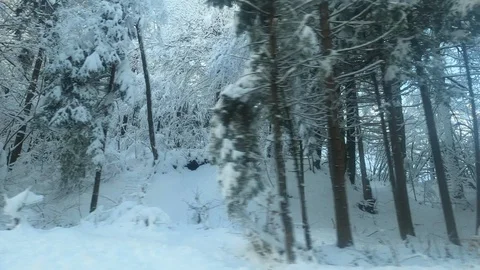 Passing the snowy landscape Stock Footage 122499163