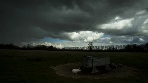 The passing Storm - Timelapse - 4K - 23.98 fps - England - UK Stock Footage 147489141