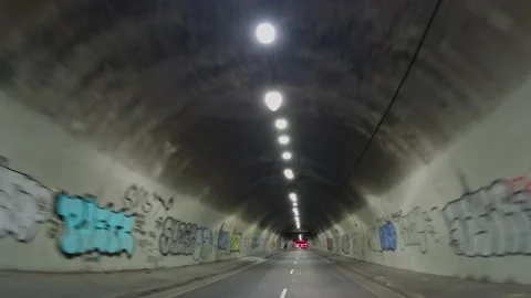 Passing Through 3rd Street Tunnel in Downtown Los Angeles Stock Footage 234495275