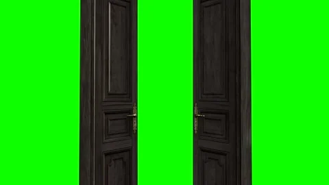 Passing through a antique double door - green screen - door opening both sides 스톡 동영상 150258723