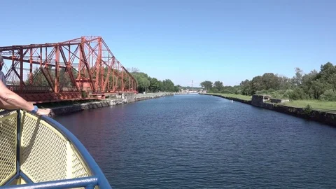 Passing through the Canadian Soo Locks on St. Mary's river Stock Footage 124166604