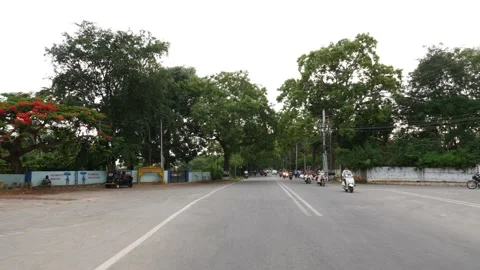 Passing through entry gate, Entry gate on road Stockbeeldmateriaal 156974027