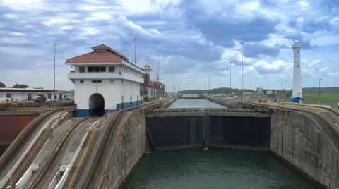 Passing through Panama Canal, Time Lapse Stock Footage 891532
