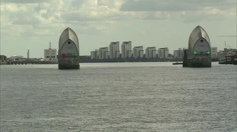 Passing Through Thames Barrier Mixed Shots (2) 스톡 동영상 43441958