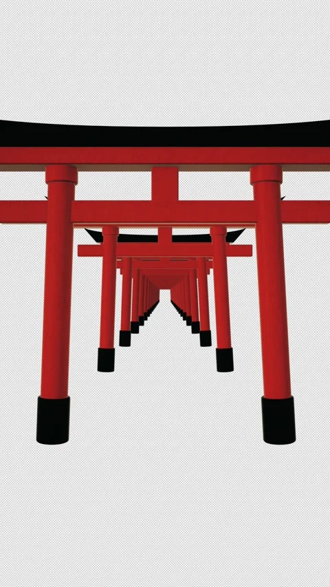 Passing through a tunnel lined with numerous Japanese torii gates Stock Footage 345253559