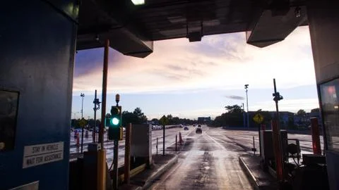 Passing Thru Toll At Sunset Stock Photos