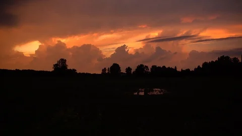 Passing Thunderstorm Sunset Timelapse Stock Footage 89552558