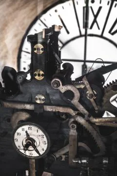 Passing time background - interior of an old clock tower Stock Photos