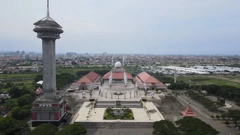 Passing the Tower &amp; Great Mosque Video stock 146690131