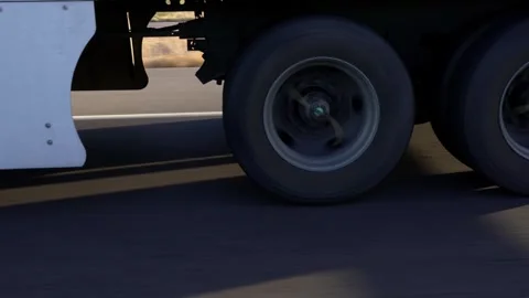 Passing a tractor trailer semi truck on an interstate highway Stock Footage 254357232