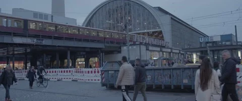 Passing Train in Alexanderplatz, Berlin Germany, Europe 6k Stock Footage 169256297