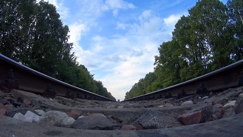Passing train bottom under view wide angle close-up. Stock Footage 116442588