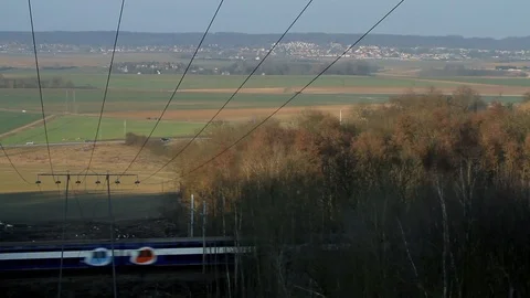 Passing train. Forrest and fields. Stock Footage 99058884