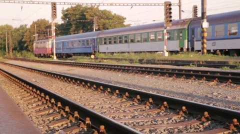 Passing train landscape Stock Footage 43398366