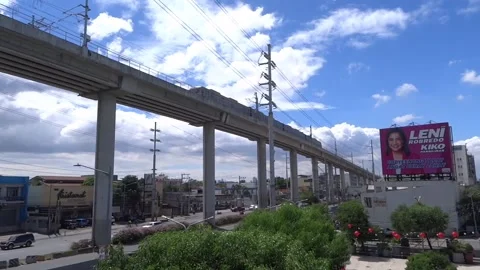 Passing Train at LRT Antipolo Bound to LRT Recto Avenue Philippines Stock Footage 170608967
