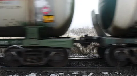 A passing train with oil tanks Stock Footage 43340465