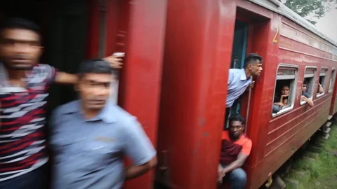Passing a train in Sri Lanka Stock Footage 104123291