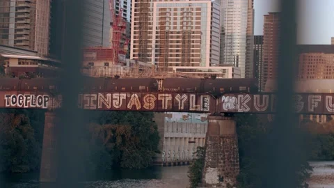 Passing Train Through Railing Video stock 138332235