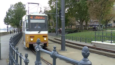 Passing Tram Budapest Stock Footage 99017304