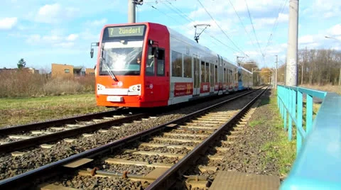 Passing tram in Cologne suburb Video stock 22890370