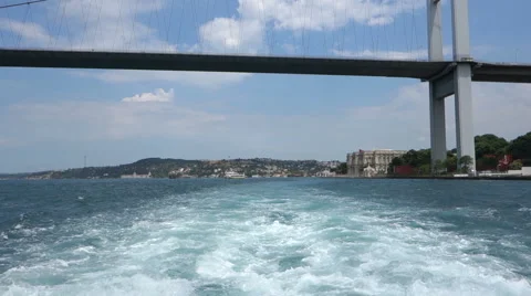Passing under the Bosphorus Bridge in Istanbul Turkey Video stock 40461855
