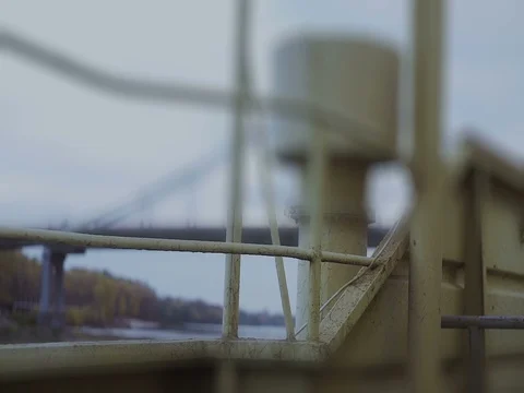 Passing under the bridge on boat's deck - a bottom view Stock Footage 71863147