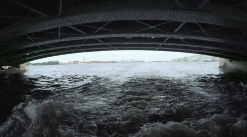 Passing under the bridge Palace Embankment near the Summer Garden Stock Footage