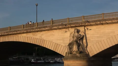 Passing under a bridge on the Seine River in Paris, 18 April 2018 Stock Footage 273961062