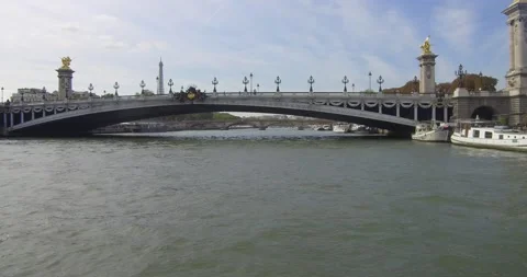 Passing under the Pont Alexandre III in Paris Stock Footage 218562438