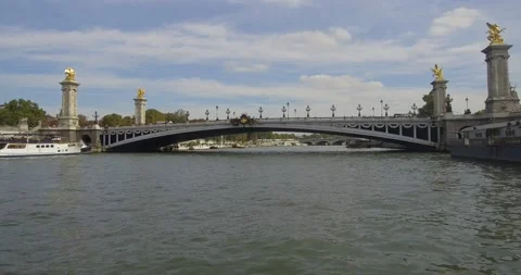 Passing under the Pont Alexandre III in Paris Stock Footage 219369770