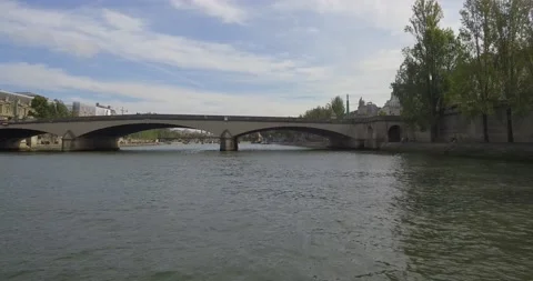 Passing under the Pont du Carrousel in Paris Stock-Footage 219373725
