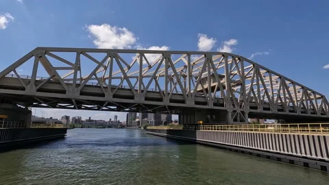 Passing Under the Willis Avenue Bridge on the Harlem River Time Lapse Stock Footage 219162525