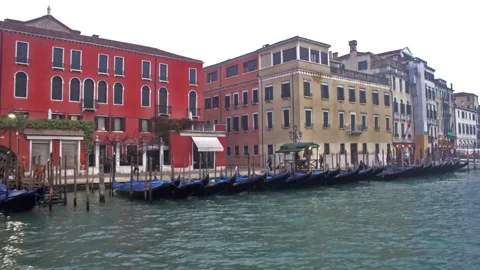 Passing Venetian Docks Stock Footage 155012325
