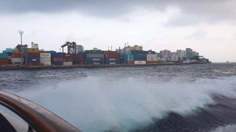Passing By The Warehouse For The Boat Containers Stock Footage 125736412