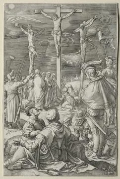The Passion: Christ of the Cross between the Two Thieves, 1596-98. Hendrick.. Stock Illustration