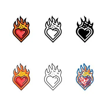 Passion fire color icon vector pack Stock Illustration