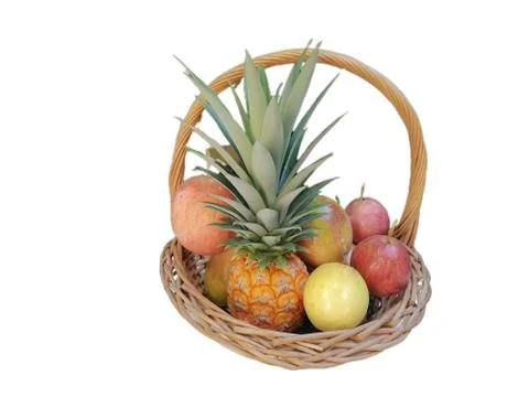 Passion fruit in basket isolate Stock Photos