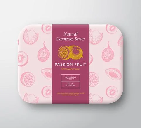 Passion Fruit Bath Cosmetics Package Box. Abstract Vector Wrapped Paper Stock Illustration