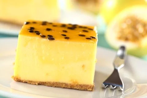 Passion fruit cheesecake Stock Photos