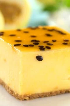 Passion fruit cheesecake Stock Photos