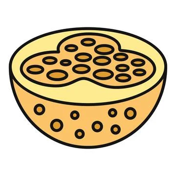 Passion fruit cross section illustration with seeds Stock Illustration