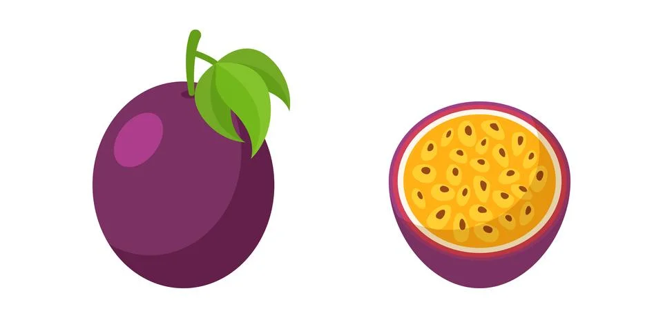 Passion fruit icon in flat style. Passionfruit vector illustration on isola.. Stock Illustration