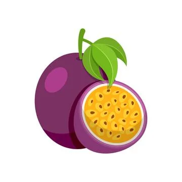 Passion fruit icon in flat style. Passionfruit vector illustration on isola.. Stock Illustration