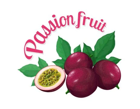 Passion fruit. Isolated objects on a white background Stock Illustration