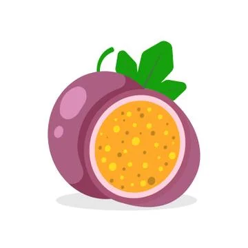 Passion fruit isolated on white background. Vector illustration. Stock Illustration