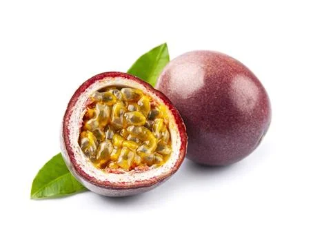 Passion fruit with leaves. Stock Photos