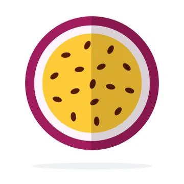 Passion fruit In section flat isolated Stock Illustration