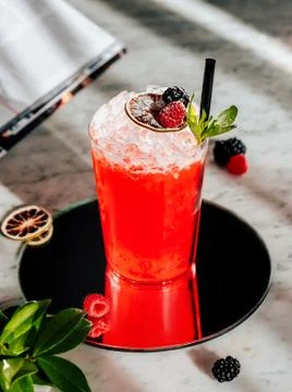 Passion fruit smoothie with ice Stock Photos